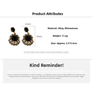 Macro shot of vintage black oval gemstone earrings with rhinestones and silver pins
