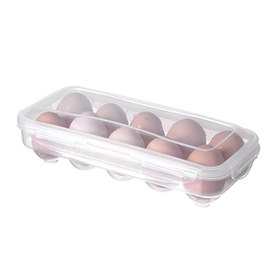 Transparent plastic refrigerator egg storage box with lid and anti-drop protection