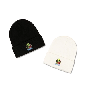 Bonnets en tricot noir et blanc avec broderie alien et texte Youth Warmth tendance