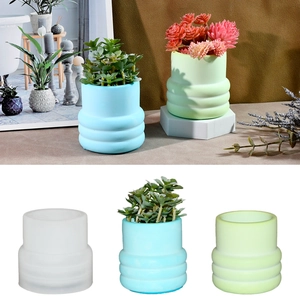 Stampo In Silicone Cilindro A Coste Per Vaso Di Fiori Candele DIY Vaso Per Fiori Gesso Resina Epossidica