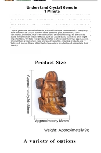 Tiger's eye pig figurine carving showing dimensions of 28mm height and 18mm width