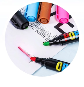 Detailed close-up of fiber tips on vibrant colored whiteboard markers with smooth ink flow