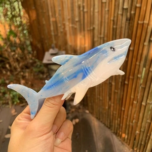 Blue and white marble shark hair claw clip in acetate for elegant updos