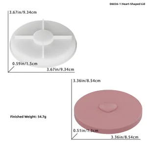 Molde de silicona para tapa de corazón con medidas exactas de diámetro y peso total