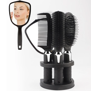 Professional Hair Brushes Mirror Stand Styling Detangling Massage Combs Matte Black Hair Care Tools Women Men