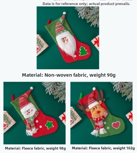 Detail of Nordic Christmas stockings with 3D Santa, Snowman and Reindeer designs