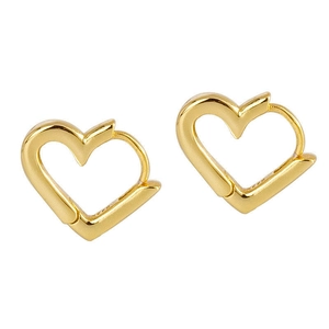 Minimalist geometric heart-shaped hoop earrings in 18k gold plated s925 sterling silver