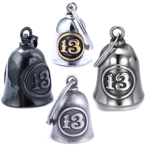 Lucky Number Thirteen Guardian Bell Pendant Necklace Stainless Steel Retro Punk Biker Jewelry Accessory For Men
