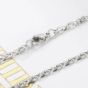 S-shaped link paperclip necklace in silver stainless steel with lobster clasp