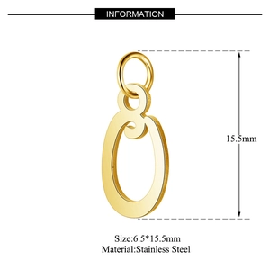 Detailed view of gold plated number 8 pendant in stainless steel measuring 6.5x15.5mm