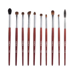 10-piece professional eye makeup brush set with pony hair and wooden handles