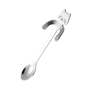 Cute cat-shaped 304 stainless steel hanging coffee spoon for mugs and desserts