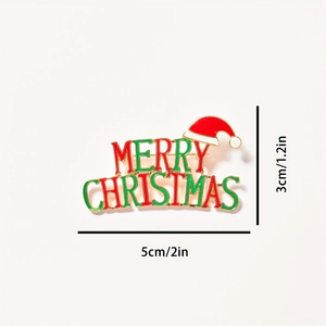 Merry Christmas gold brooch with red and green enamel for festive holiday parties