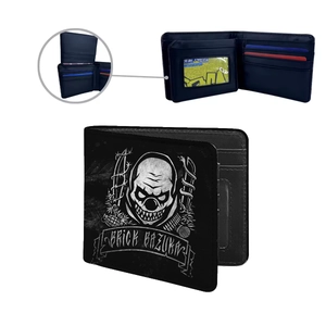 Men Bifold Wallet PU Leather Street Fashion Skull Print Card Slots ID Window Slim Gothic Rock Wallet