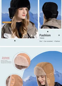 Detail der Winter-Uschanka mit dickem Kunstfellfutter und winddichten Ohrenklappen