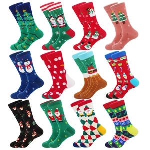 Christmas Socks Cotton Knit Middle Tube Casual Festive Pattern For Men And Women Breathable Warm Novelty