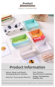 Close-up of food-grade sandwich boxes with transparent lids in various patterns