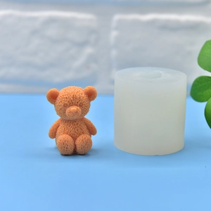 Teddy bear silicone mold for candles and soaps with realistic knitted texture pattern