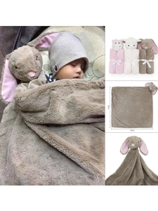Baby Security Blanket Animal Hooded Soft Crystal Velvet Double Layer Swaddle Warm Comforter For Newborn Infant