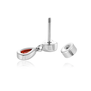 Elegant heart and red teardrop pendant earrings with titanium steel screw back closure