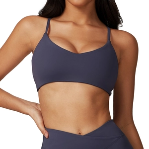 Quick-dry yoga bra and high-waist leggings set in dark slate blue for fitness