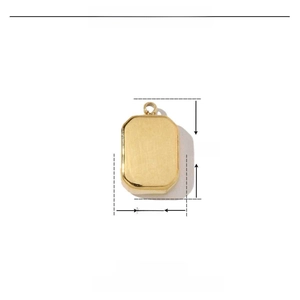 Detailed view of rectangle stainless steel pendant with dimensions 15mm and weight 3.3g