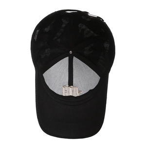 Cotton camouflage baseball cap interior view with 3D embroidery and adjustable strap
