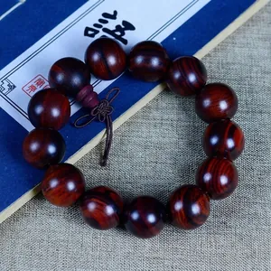Bracelet Ethnique en Bois de Dalbergia Perles de Bouddha Polies Bijoux de Méditation Zen pour Hommes et Femmes