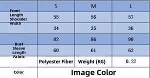 Size chart for women polo collar knit jacket with detailed S, M, L measurements