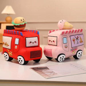 Peluches mignonnes de camion-restaurant avec motifs hamburger et glace pour canapé