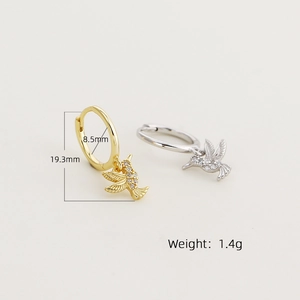 Unique S925 sterling silver hummingbird hoop earrings with dimensions and weight specs