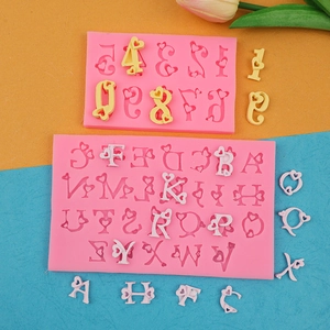 Stampi in silicone con lettere e numeri a cuore per fondant, cioccolato e argilla DIY