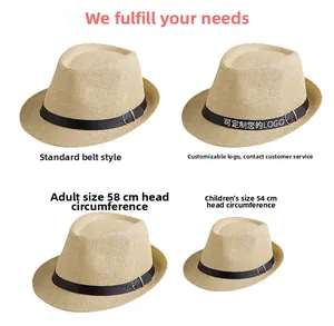 Confronto taglie tra cappelli in paglia beige per adulti (58cm) e bambini (54cm)