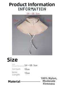 Size chart showing 54-58.5cm circumference for the quick-dry nylon sun hat with wide brim