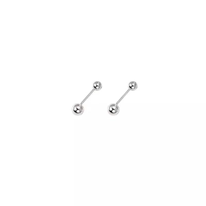 Detailed view of 925 sterling silver ball stud earrings with polished metallic surface