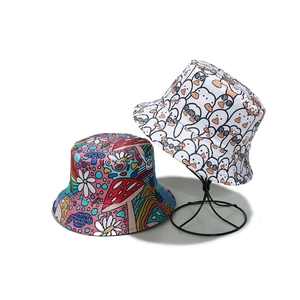 Chapeau Bob Polyester Protection Solaire Pliable Dessin Animé Canard Fruit Imprimé Floral Extérieur Été Mode Décontracté