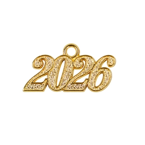 2026 gold graduation charm with granular texture and top ring for jewelry making