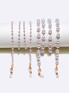 Elegant 4-10mm white pearl and gold glasses chain for sunglasses or face masks
