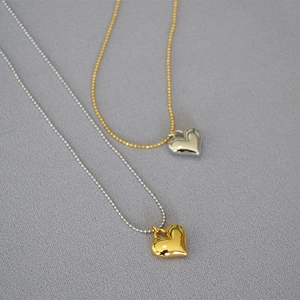 Trendy Brass Heart Pendant Necklace 18K Gold Plated Contrast Color 3D Puffy Heart Minimalist Jewelry For Women Necklace
