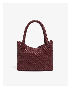 Burgunderrote geflochtene Ledertasche elegante Handtasche fur Damen stilvoller Shopper hochwertige