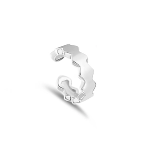 Manchette d'oreille alvéolée en argent S925 avec design en C réglable minimaliste