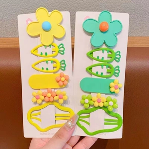 Lot de 6 barrettes à cheveux pour enfants avec tournesols jaunes et carottes