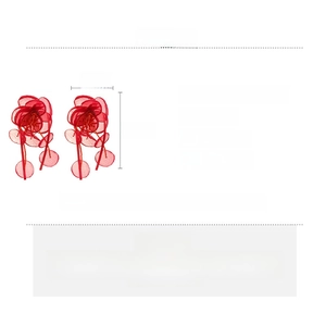 Spécifications de taille pour boucles d'oreilles fleurs rouges à pompons en dentelle