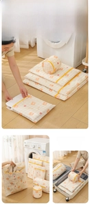 Close-up of bear print mesh laundry bag with grid pattern and protective yellow zipper