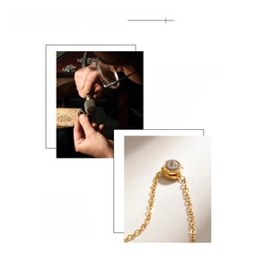 Close-up of 18K gold plated necklace with zircon detail and vacuum plating craft