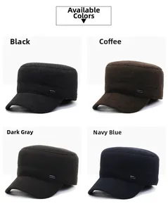 Winter-Militärkappen in Schwarz, Kaffee, Dunkelgrau und Marineblau mit warmem Fleecefutter