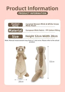 Detailed size specifications for the 52cm tall cute plush ferret stuffed animal toy