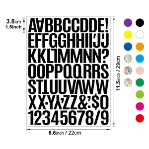 1.5-inch vinyl alphabet and number sticker set for DIY crafts in 12 vibrant colors