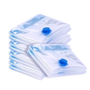 Thickened transparent vacuum storage bag with blue valve for blankets and clothes organizer