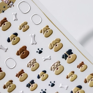 Autocollants 3D pour ongles avec motifs mignons de chiens, chats et pattes pour manucure DIY